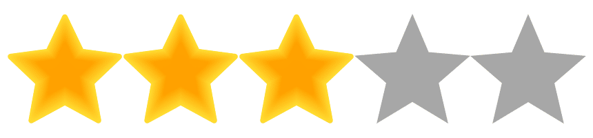 A three out of five star rating with three gold stars and two gray stars, perfect for highlighting your Winter Haven mobile smoke shop in Florida.