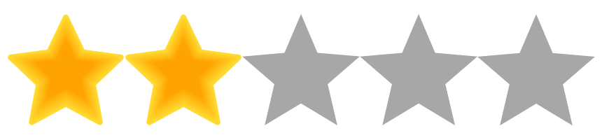 A row of five stars with the first two filled in yellow and the remaining three in gray, indicating a two out of five rating for a mobile smoke shop in Winter Haven, Florida.
