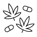 Outline of two cannabis leaves and three capsules, hinting at a connection between marijuana and medication—perfect for a mobile smoke shop in Winter Haven, Florida.